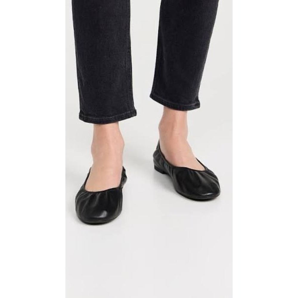 Tory Burch Black Leather Eddie Ballet 2.0‎ Flats Women's Size 5.5 New With Tags